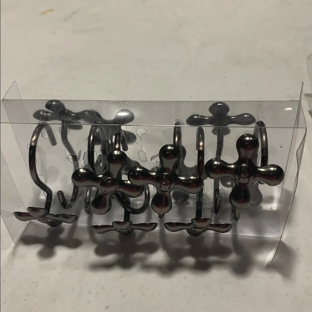 Water Tap Shower curtain hooks 12 pack Hot & Cold Metal hooks NEW Unique & Rare